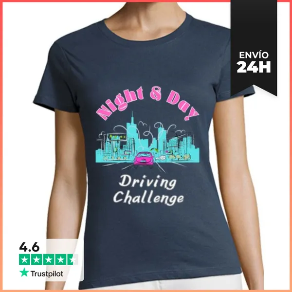 Camiseta Mujer Clásica Desafío De Conducción Día Y Noche