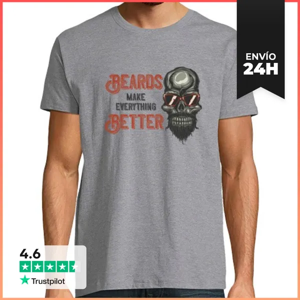 Camiseta Hombre Clásica Beards Make Everything Better LaTostadora