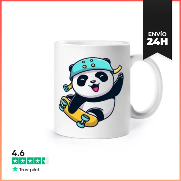 Taza Panda En Una Patineta LaTostadora