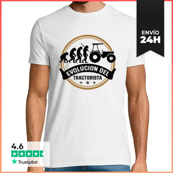 Camiseta Hombre Clásica Evolución Tractor Regalo Tractorista