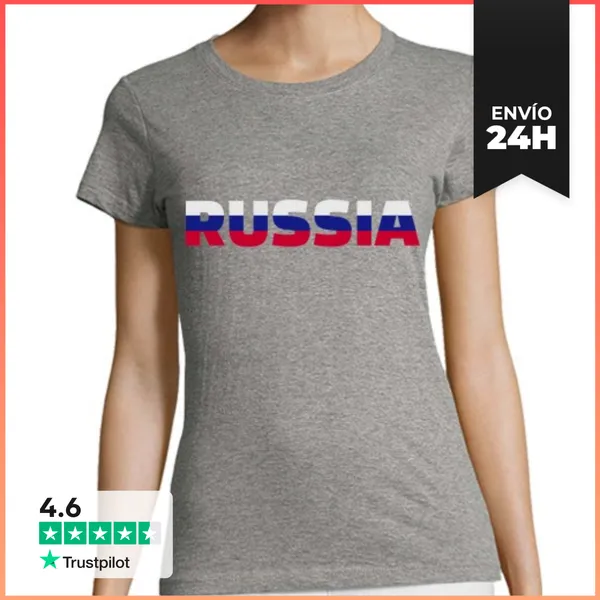 Camiseta Mujer Clásica Bandera De Rusia LaTostadora