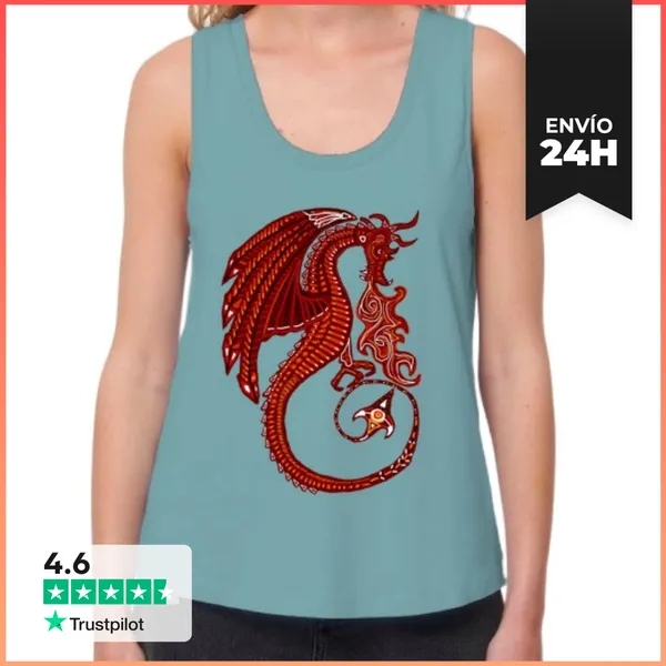 Camiseta Mujer Sin Mangas, Loose Fit Dragon LaTostadora