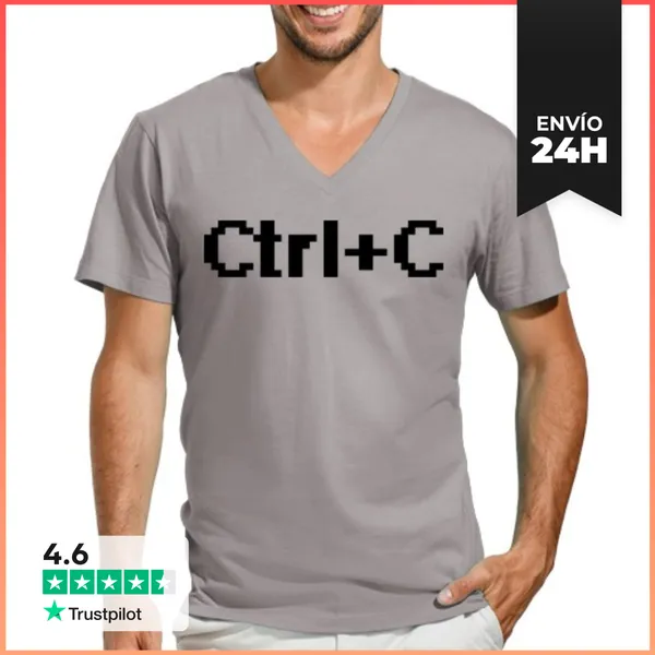 Camiseta Hombre, Cuello Pico Ctrl C LaTostadora