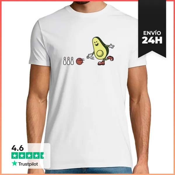Camiseta Hombre Clásica Aguacate Jugando Bolos LaTostadora