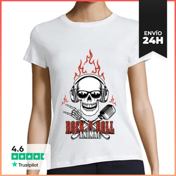 Camiseta Mujer Clásica Mujer, Estilo Béisbol, Blanca Y Azul