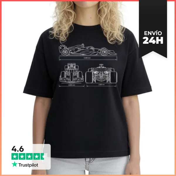 Camiseta Mujer Boxy F1 SILUETA COCHE INGENIERO GRAN PREMIO