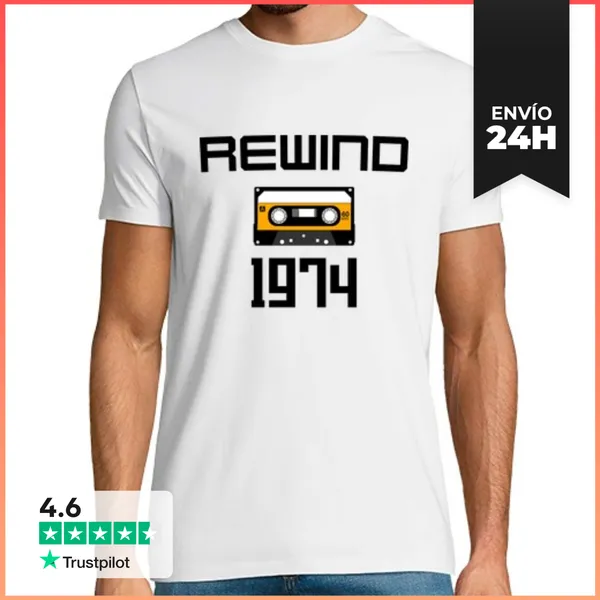 Camiseta Hombre Clásica Rebobinar 1974 LaTostadora