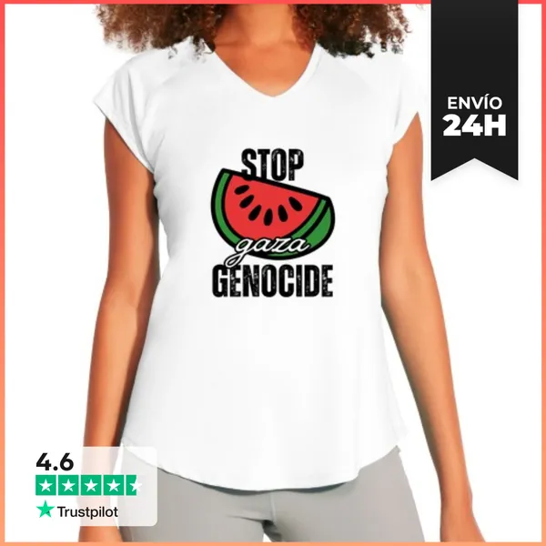 Camiseta Deportiva Mujer Stop Gaza Genocide, Parar El Genocidio