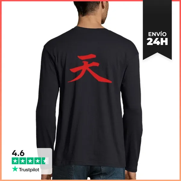Camiseta Hombre Manga Larga Akuma Kanji - LOGO TRASERO