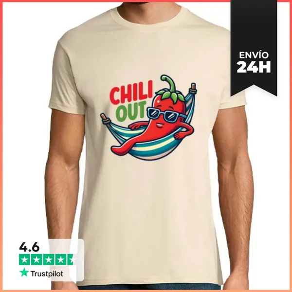 Camiseta Hombre Clásica Pimiento Picante Divertido Relájate