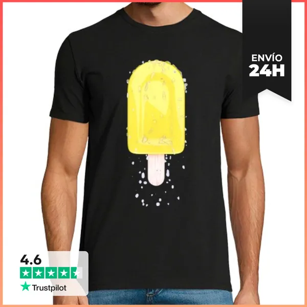 Camiseta Hombre Clásica Camiseta Negra Helado De Limón