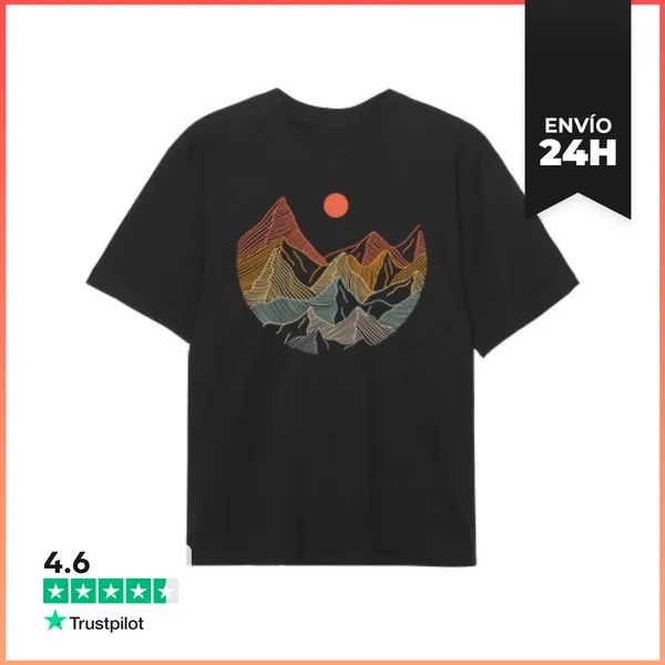 Camiseta Oversize MONTAÑAS RETRO PUESTA DE SOL LaTostadora