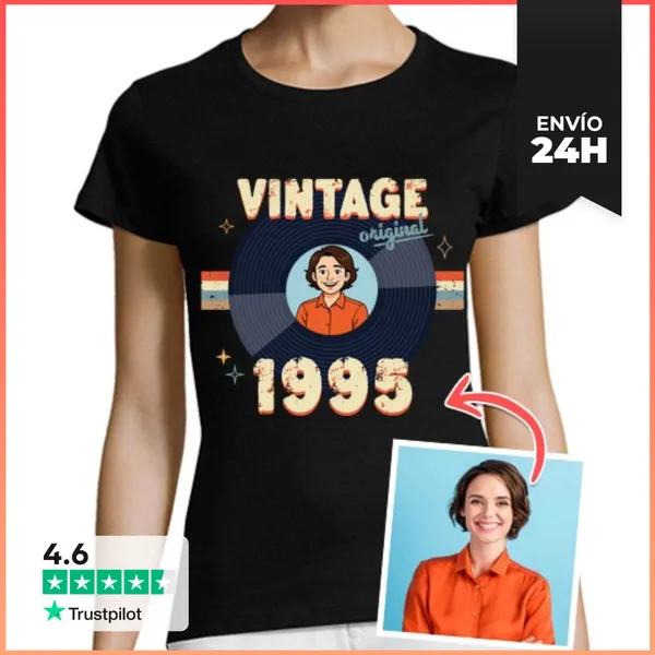 Camiseta Mujer Clásica Efecto Cartoon Vintage 1995 Camiseta Foto