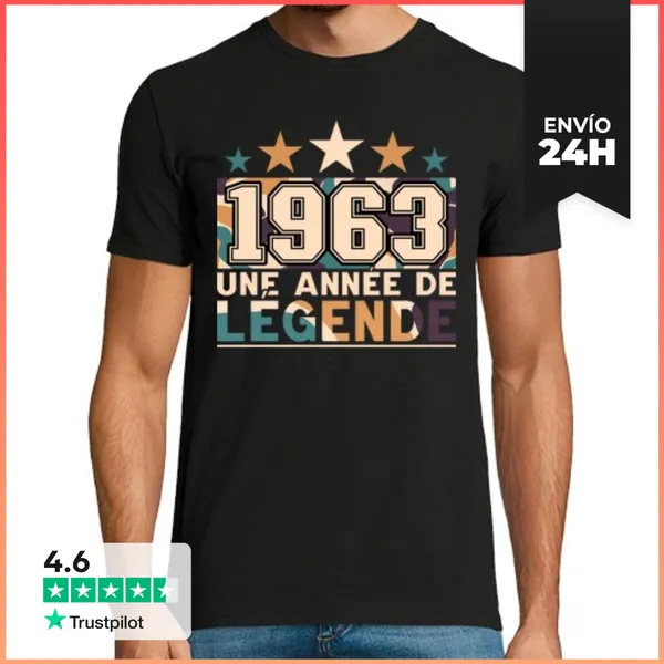 Camiseta Hombre Clásica Hombre Nacido En 1963 Cumpleaños 60 Año