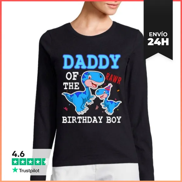 Camiseta Mujer Manga Larga Papá Dinosaurio Papá Del Niño De