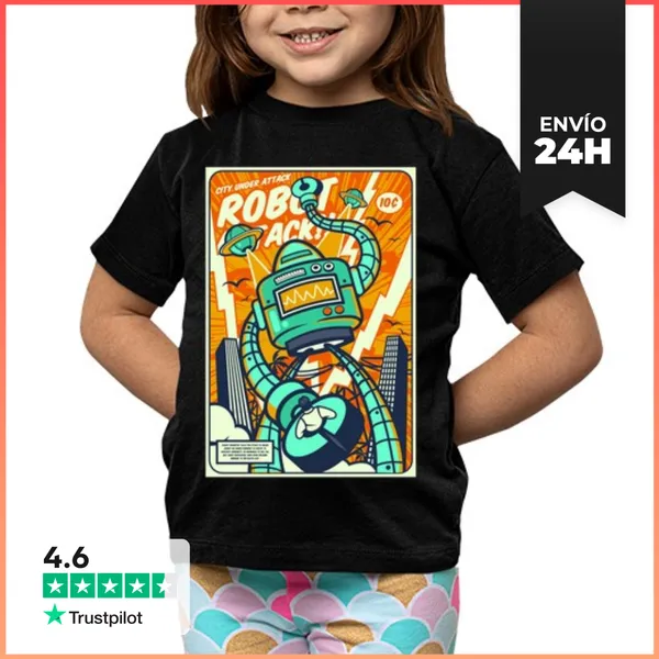 Camiseta Clásica Para Niños Robot Attack LaTostadora