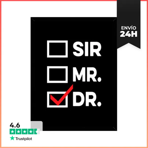 Cuadro Con Marco Vertical Hombre Señor Doctor Graduación Hombres