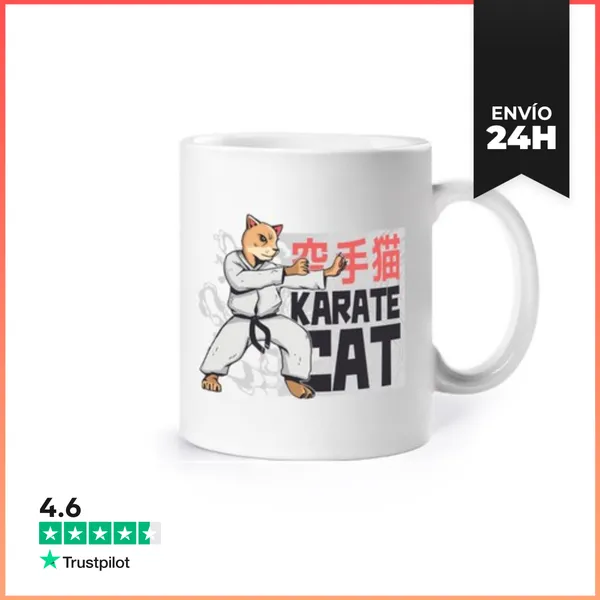 Taza Gato Que Hace Karate, Karatecat, Vaso, Personalizable, Curso