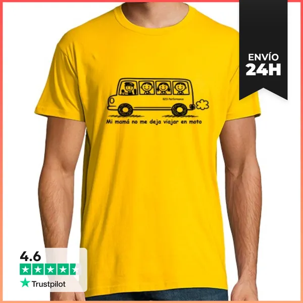 Camiseta Hombre Clásica Mi Mama No Me Deja Viajar En Moto