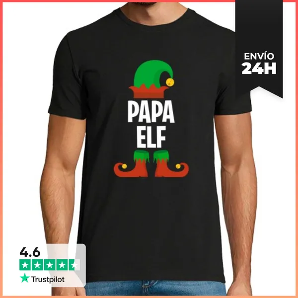 Camiseta Hombre Clásica Hombre Papá Elfo Pareja Look Familia Tr