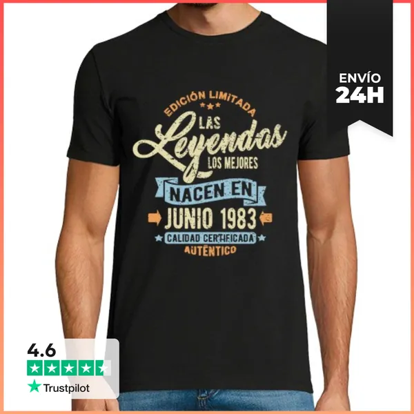 Camiseta Hombre Clásica Las Leyendas Nacen En Junio 1983