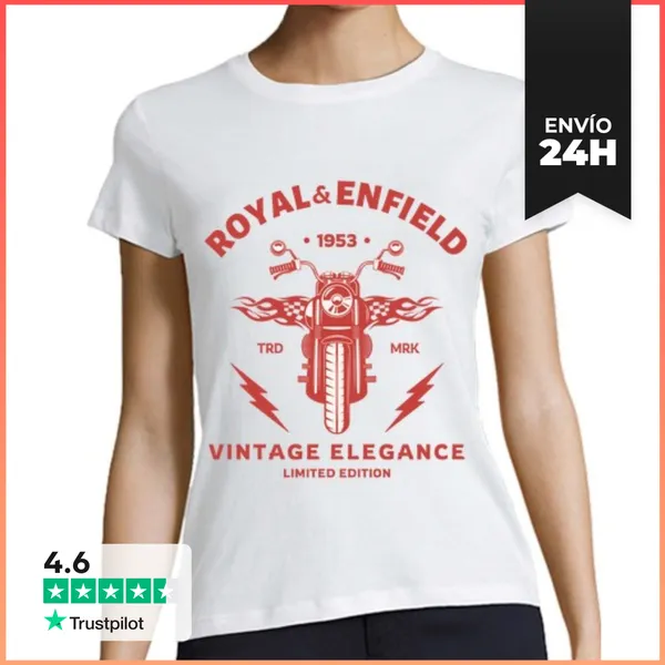 Camiseta Mujer Clásica Royal Enfield 1953 Vintage Elegance - Ropa