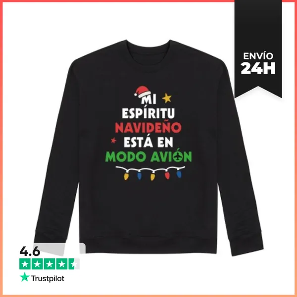 Sudadera Unisex ESPÍRITU NAVIDEÑO MODO AVIÓN LaTostadora