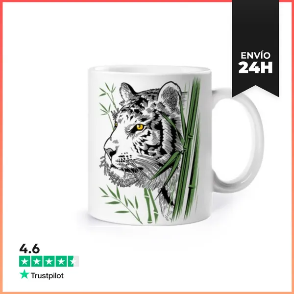 Taza Tigre Albino Con Bamboo LaTostadora