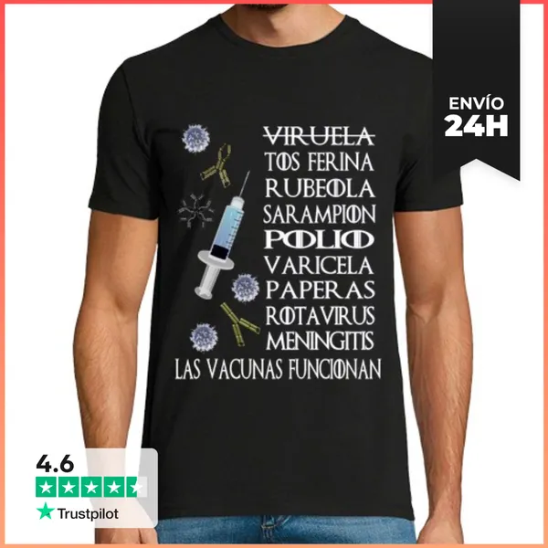 Camiseta Hombre Clásica Vaccines Work Prof Oscura Castellano HMC
