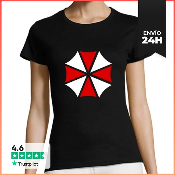Camiseta Mujer Clásica UMBRELLA CORP, Chica, Manga Corta, Negro