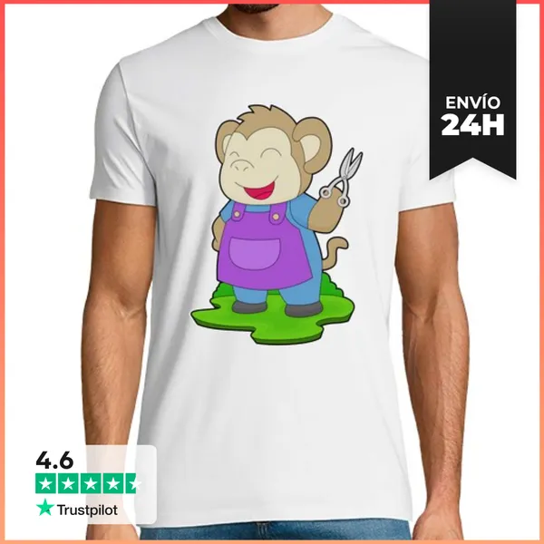Camiseta Hombre Clásica Tijeras De Peluquero De Mono LaTostadora