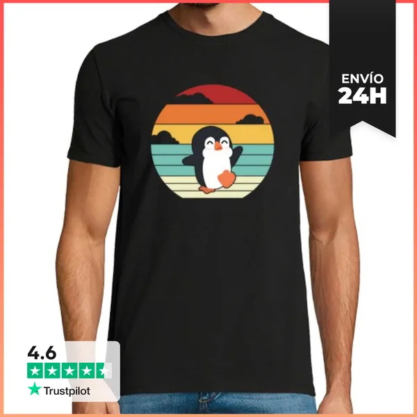 Camiseta Hombre Clásica Pájaro Marino Rey Pingüino Emperador