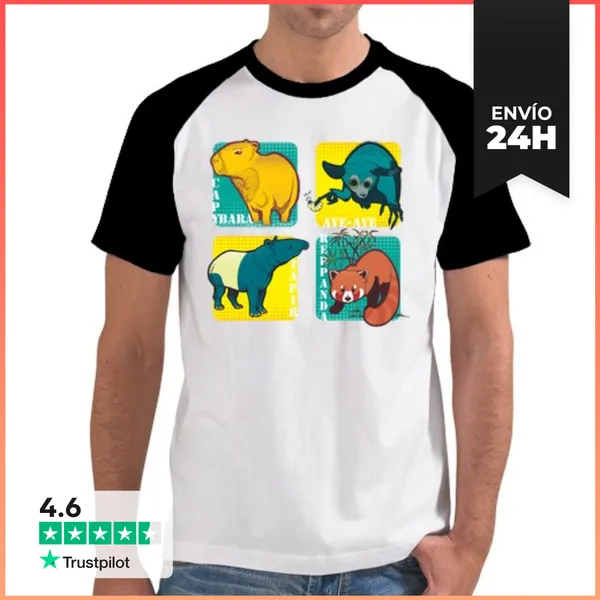 Camiseta Hombre, Estilo Béisbol Animales Pop LaTostadora