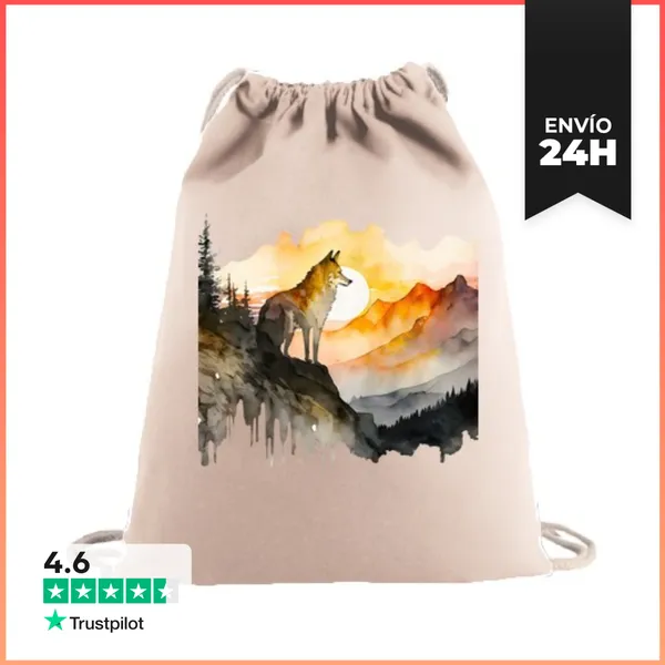 Mochila Saco Con Cuerdas Lobo Bonito LaTostadora