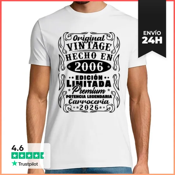 Camiseta Hombre Clásica 20 Años 2006 Vintage Aniversario Regalo