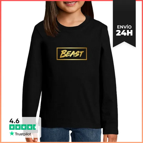 Camiseta Manga Larga Para Niños Mr Beast Dorado LaTostadora