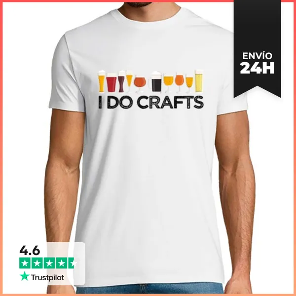 Camiseta Hombre Clásica Hago Artesanías Cerveza Artesanal Vinta