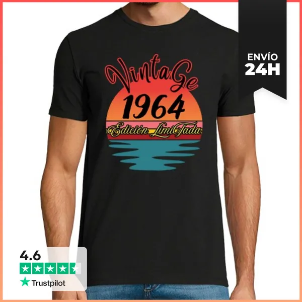 Camiseta Hombre Clásica Vintage 1964 Edición Limitada Regalo 62