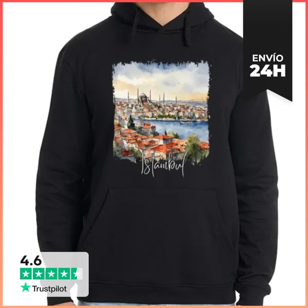 Sudadera Unisex Con Capucha Acuarela De Estambul, Estambul