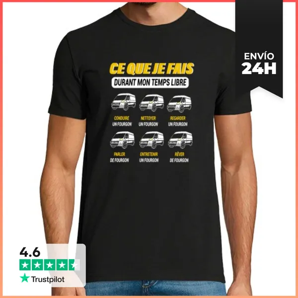 Camiseta Hombre Clásica Fourgon Aménagé Humor Drôle Van Pareja