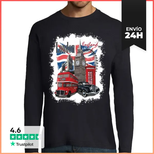 Camiseta Hombre Manga Larga Reino Unido, Inglaterra, Londres,