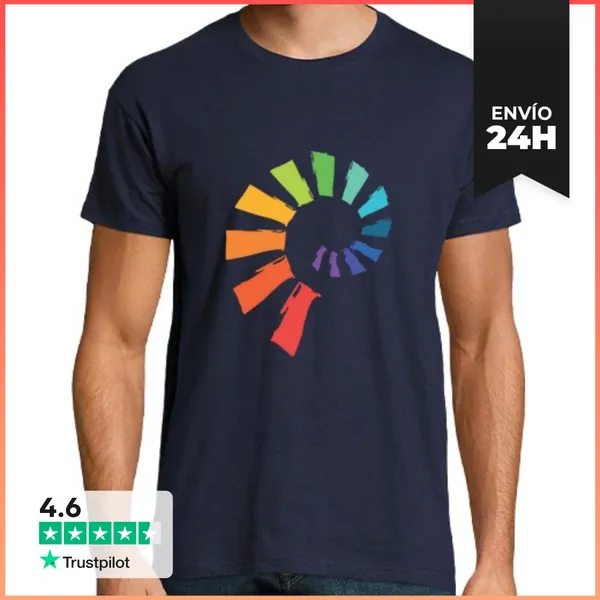 Camiseta Hombre Clásica Asermi Escalera Hombre, Manga Corta, Azul