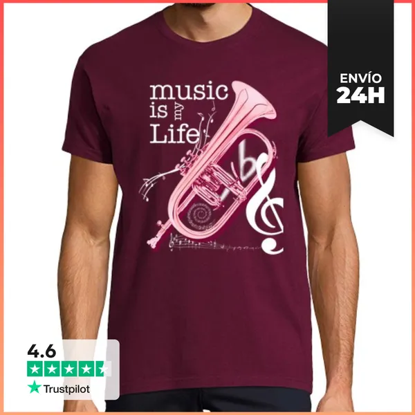 Camiseta Hombre Clásica Music Is My Life - Fliscorno LaTostadora