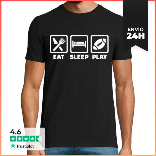 Camiseta Hombre Clásica Comer Dormir Futbol LaTostadora