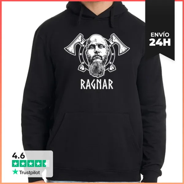 Sudadera Unisex Con Capucha Ragnar (Vikings) LaTostadora