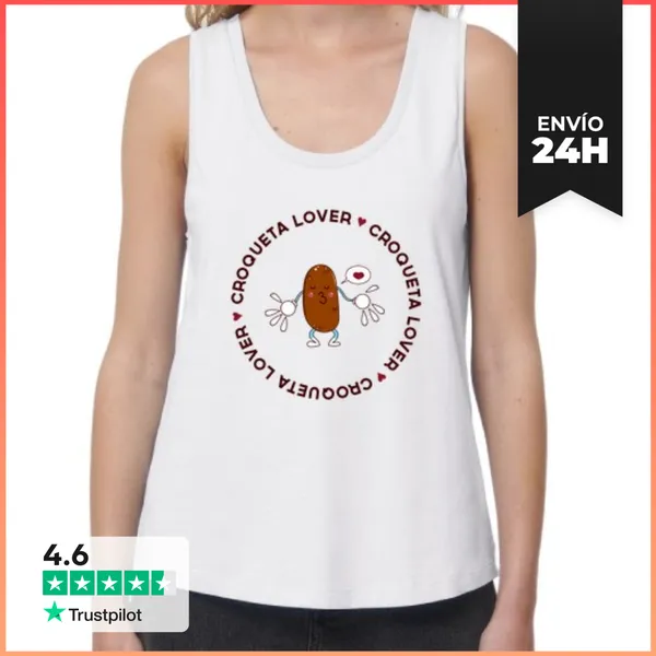 Camiseta Mujer Sin Mangas, Loose Fit Camiseta Chica Croqueta