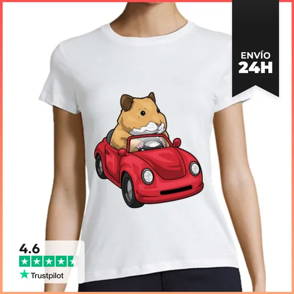 Camiseta Mujer Clásica Auto De Hámster LaTostadora