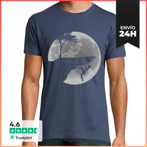 Camiseta Hombre Clásica Luna Escaladora Noche LaTostadora