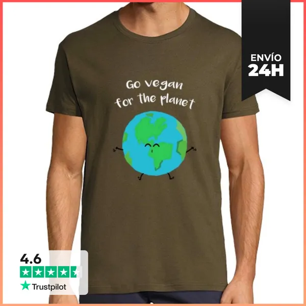 Camiseta Hombre Clásica Go Vegan For The Planet LaTostadora