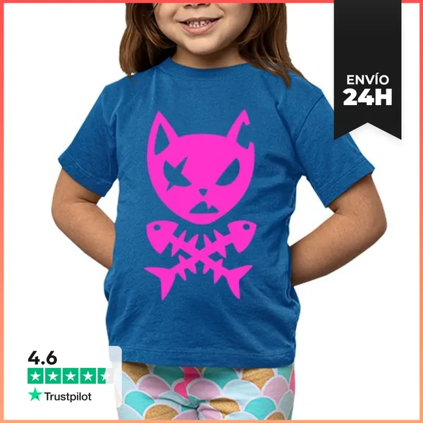 Camiseta Clásica Para Niños Gato Pirata LaTostadora
